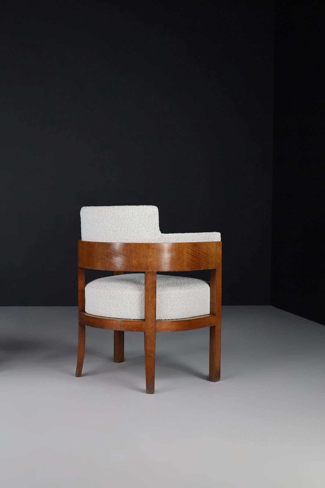photo furniture Art Deco Armchair In Bouclé Upholstery, Walnut, Prague, 1930s