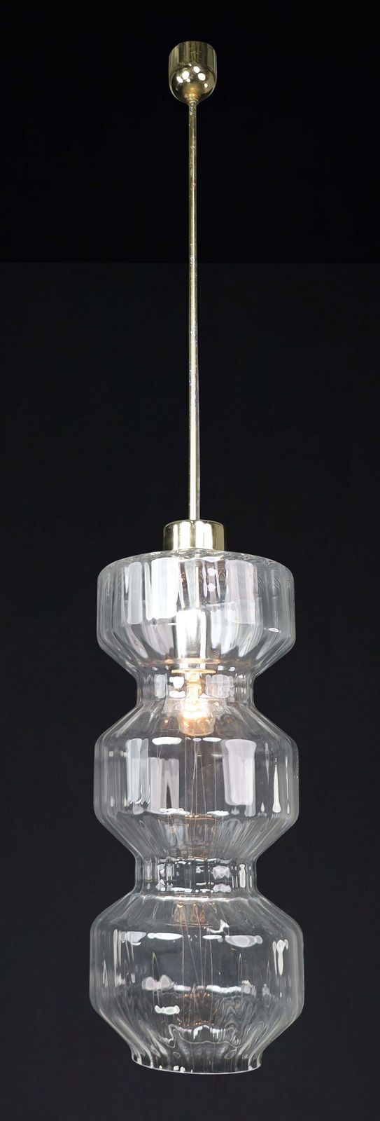 Mid Century Modern Glass And Brass Pendants, Bohemia, Czechoslovakia, 1970s photo vinterior