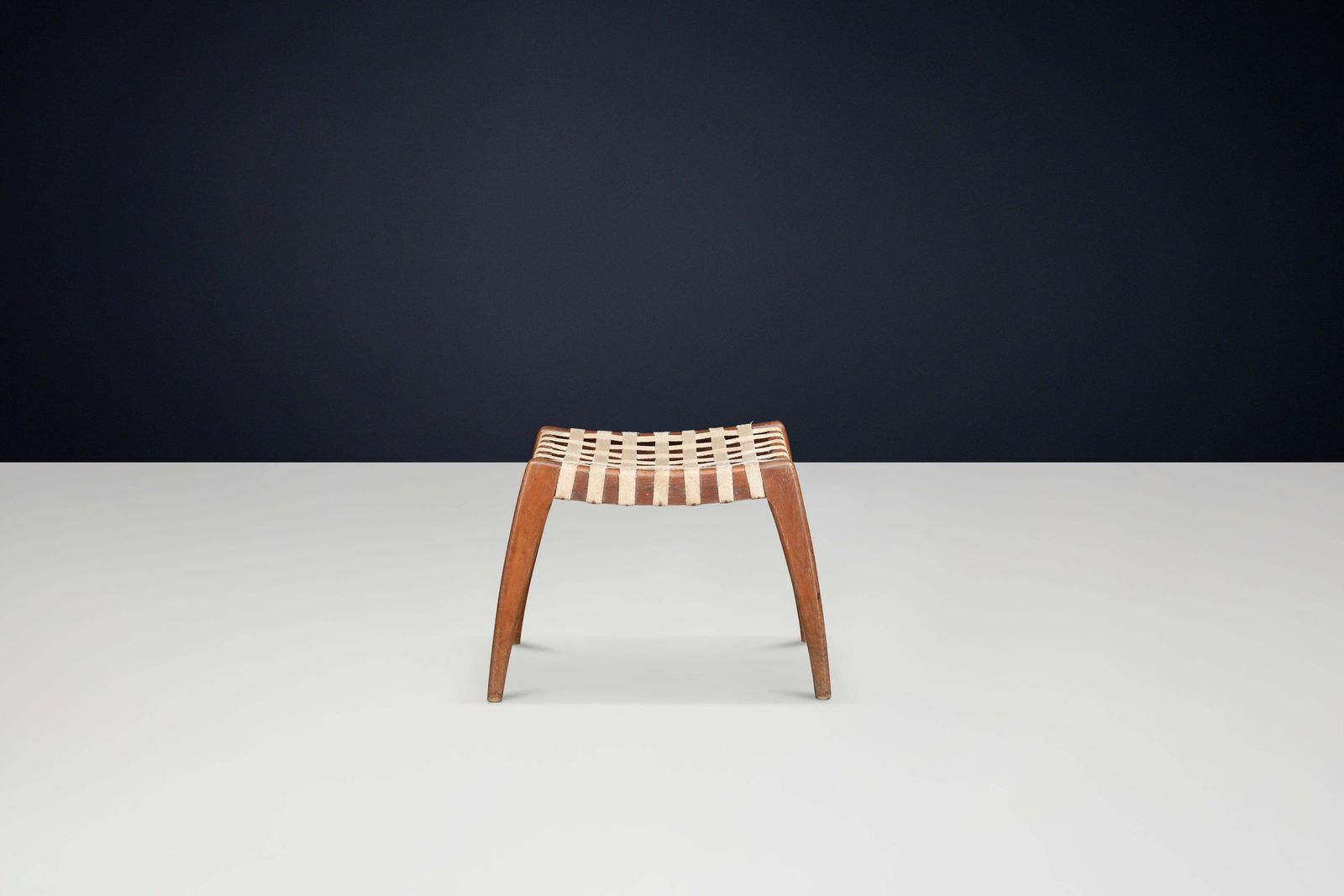 Woven Oak Stool By Jan Vaněk For Krásná Jizba, Czechoslovakia, 1940s photo for sale