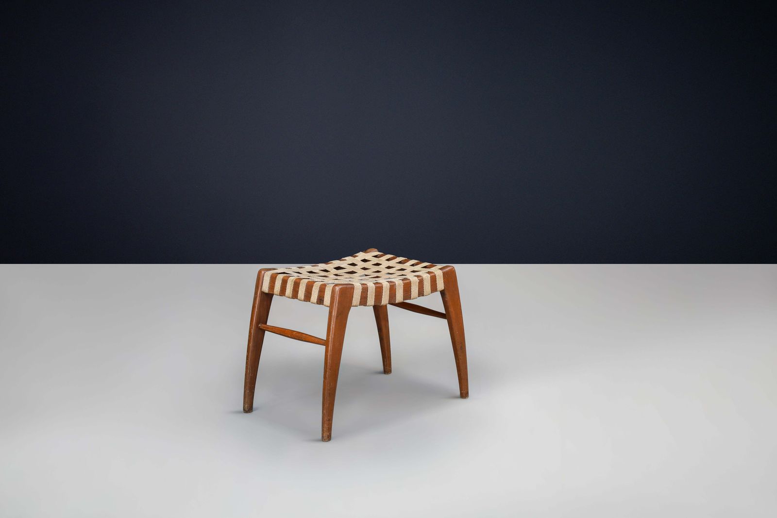 Woven Oak Stool By Jan Vaněk For Krásná Jizba, Czechoslovakia, 1940s photo buy