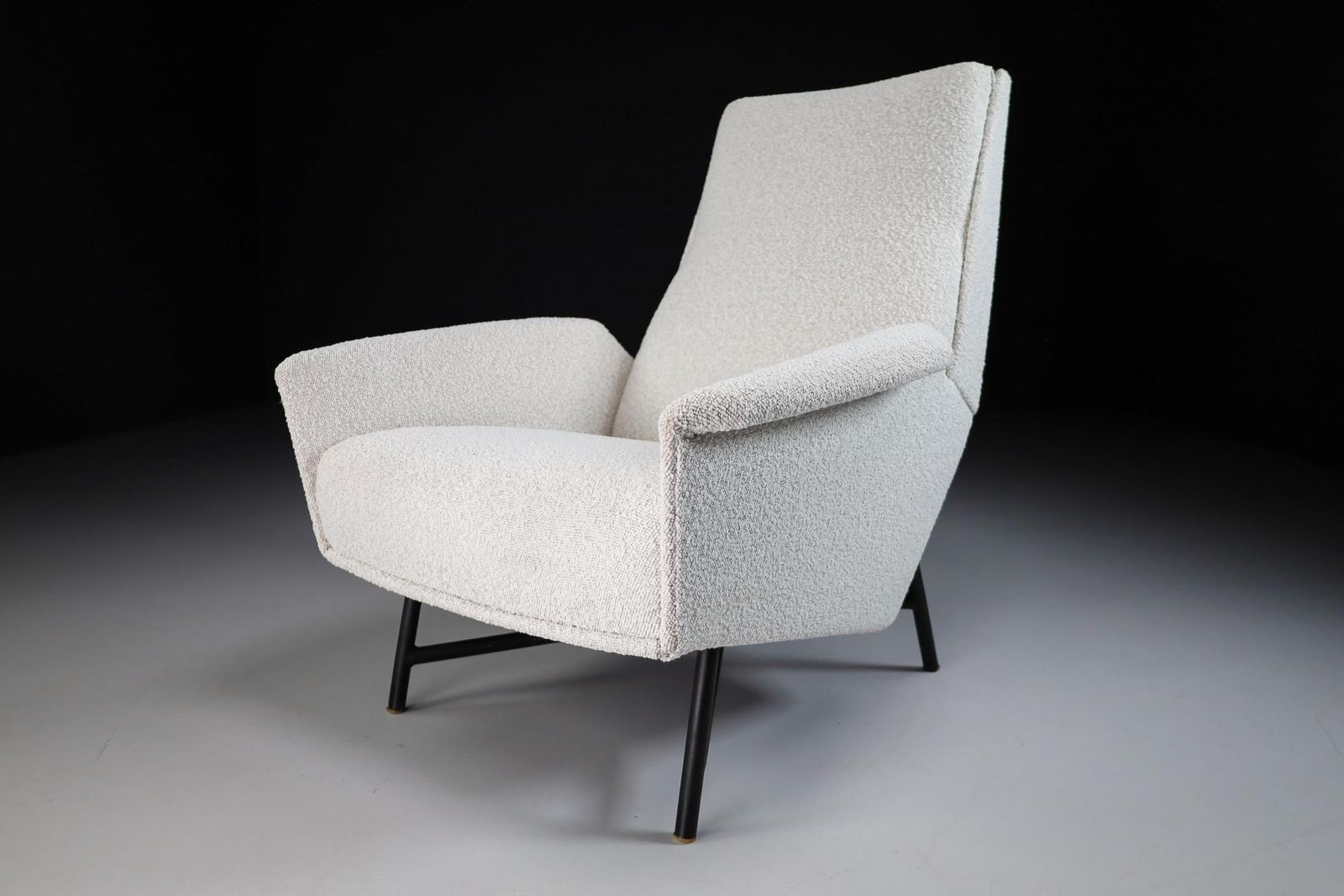 Midcentury Modern Lounge Chair In Re Upholstered Boucle Wool By Guy Besnard 1959 photo for sale