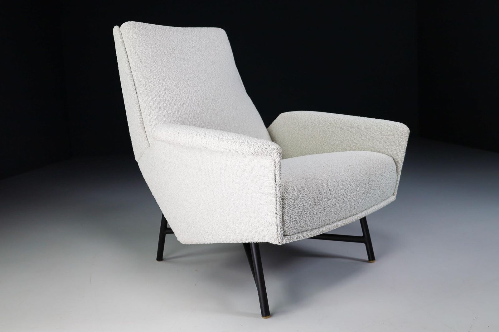 Midcentury Modern Lounge Chair In Re Upholstered Boucle Wool By Guy Besnard 1959 photo vintage