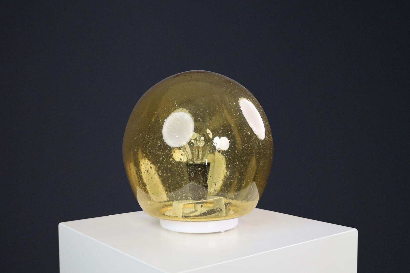 Mid Century Golden/Yellow Murano Glass Table Lamp, Italy 1970s photo 835.0