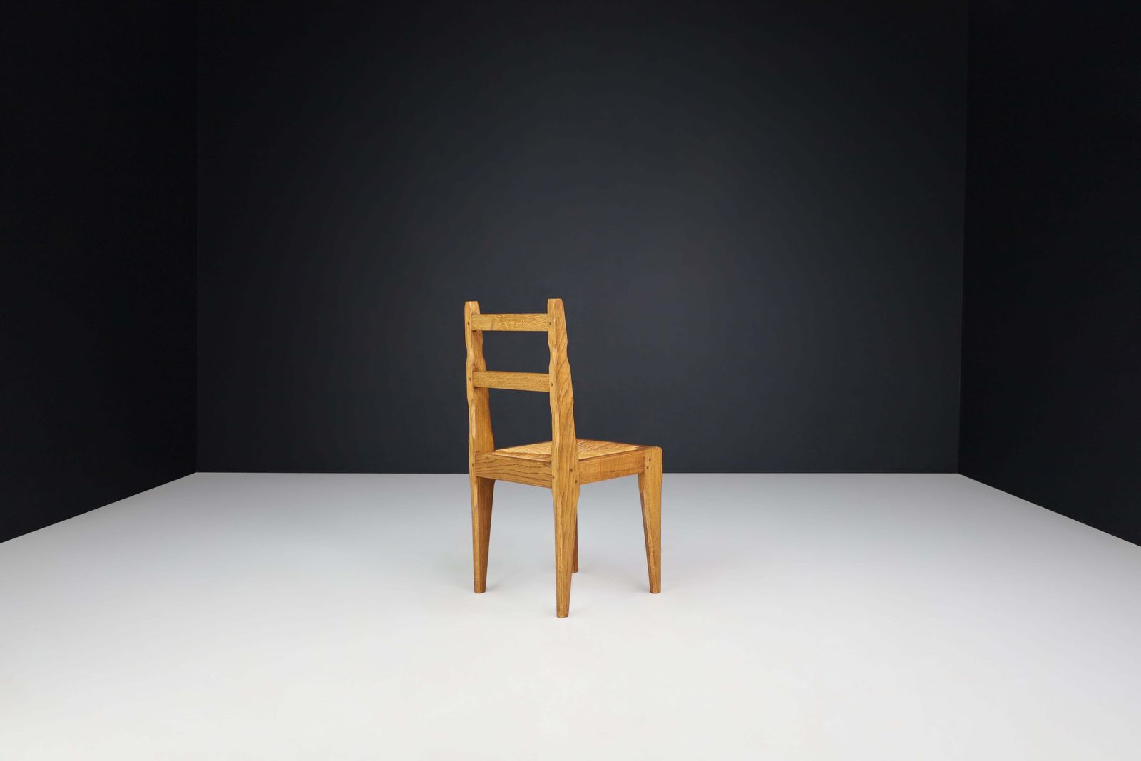 photo for sale Midcentury Dinning Room Chairs In Oak And Rush Made In France 1960