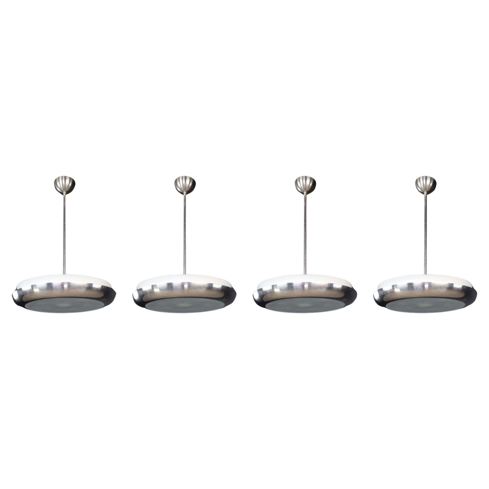 Josef Hurka For Napako, Pendant, Patinated Chrome, Metal, Glass, Cz 1940s