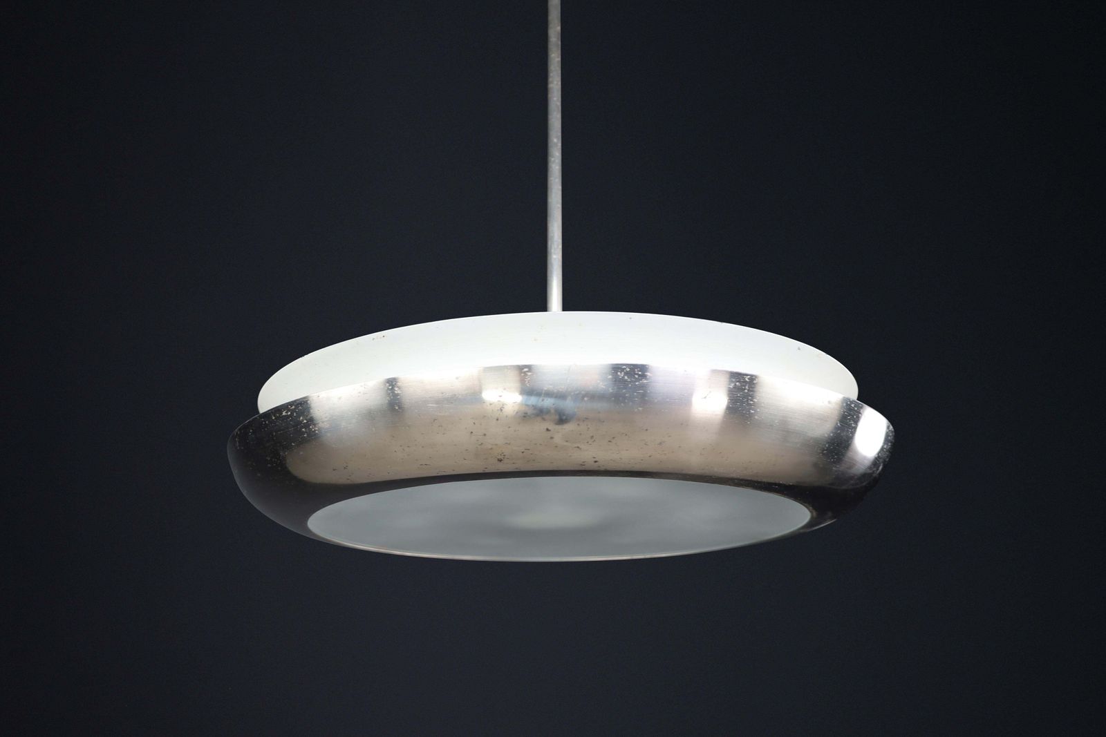 Josef Hurka For Napako, Pendant, Patinated Chrome, Metal, Glass, Cz 1940s photo for sale