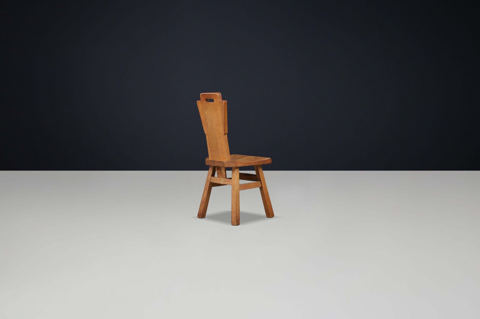 Set Of Four Brutalist Oak Dining Chairs, Belgium, 1960s photo buy