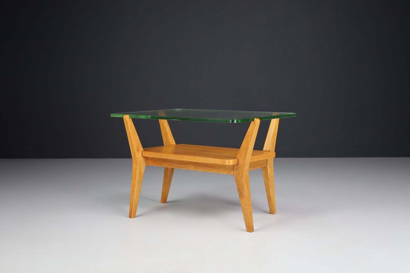 Mid Century Modern Ash Wood And Glass Coffee Table, Praque, 1950s photo furniture