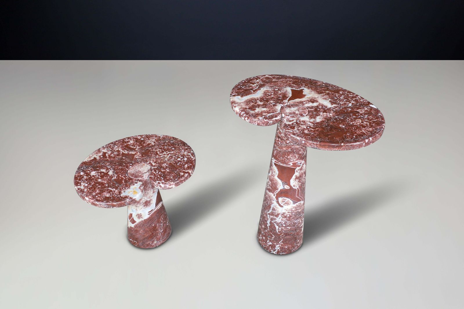 Angelo Mangiarotti Pair Of Two Rosso Marble Consoles For Skipper Italy 1970 photo vinterior