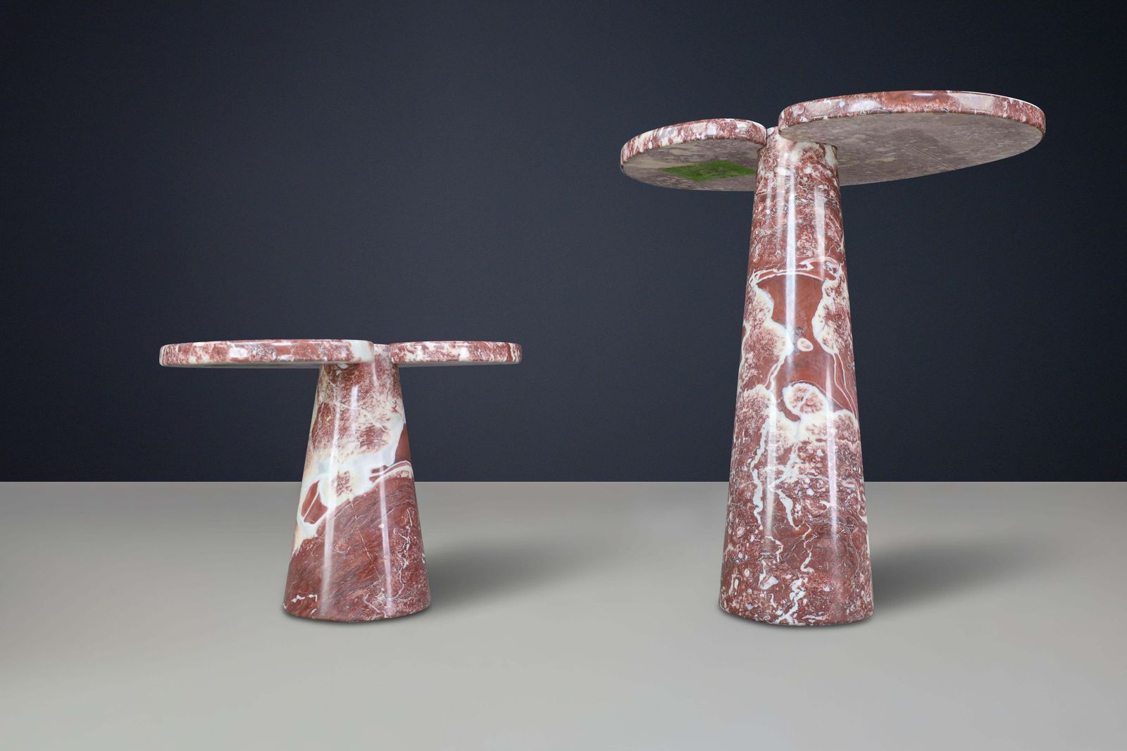 Furniture Angelo Mangiarotti Pair Of Two Rosso Marble Consoles For Skipper Italy 1970 photo