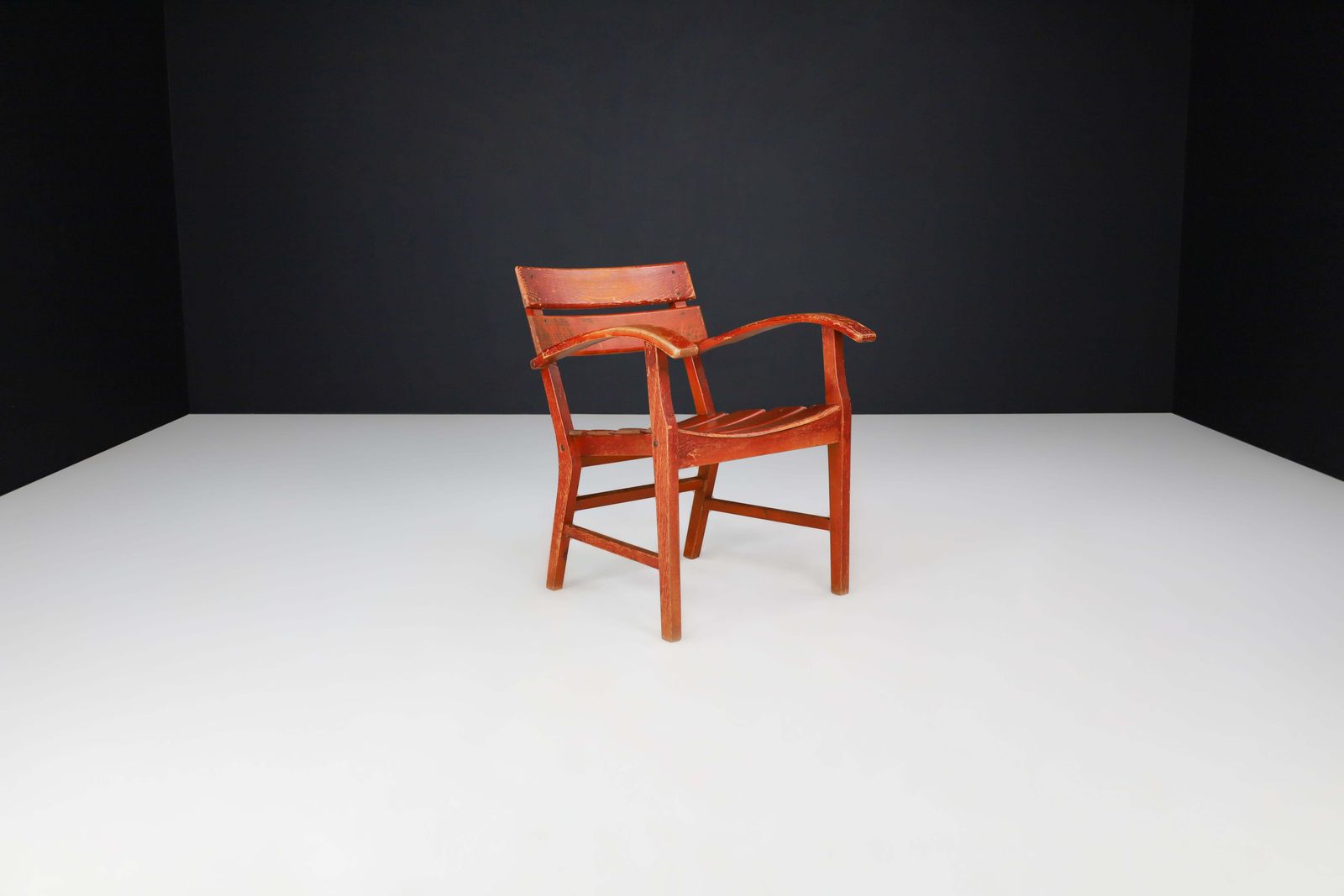 3000.0 Midcentury Patinated French Oak Garden Armchairs, France 1950s photo
