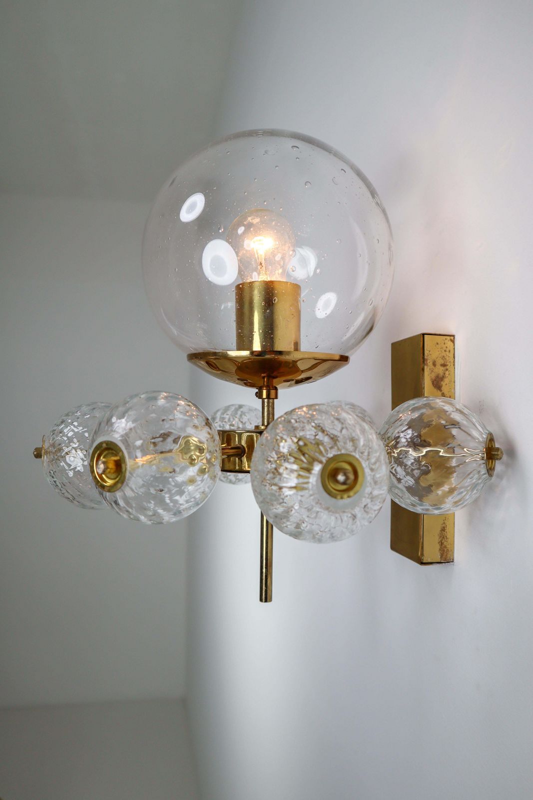 Hotel Wall Chandeliers With Brass Fixture, European, 1970s photo furniture