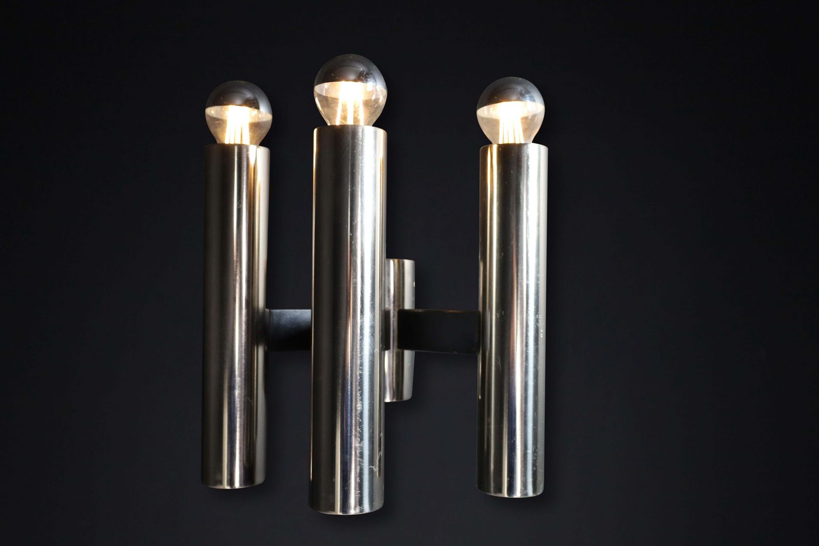 24 X Sleek Mid Century Modern Wall Lights In Chromed Steel – Germany, 1970s photo for sale