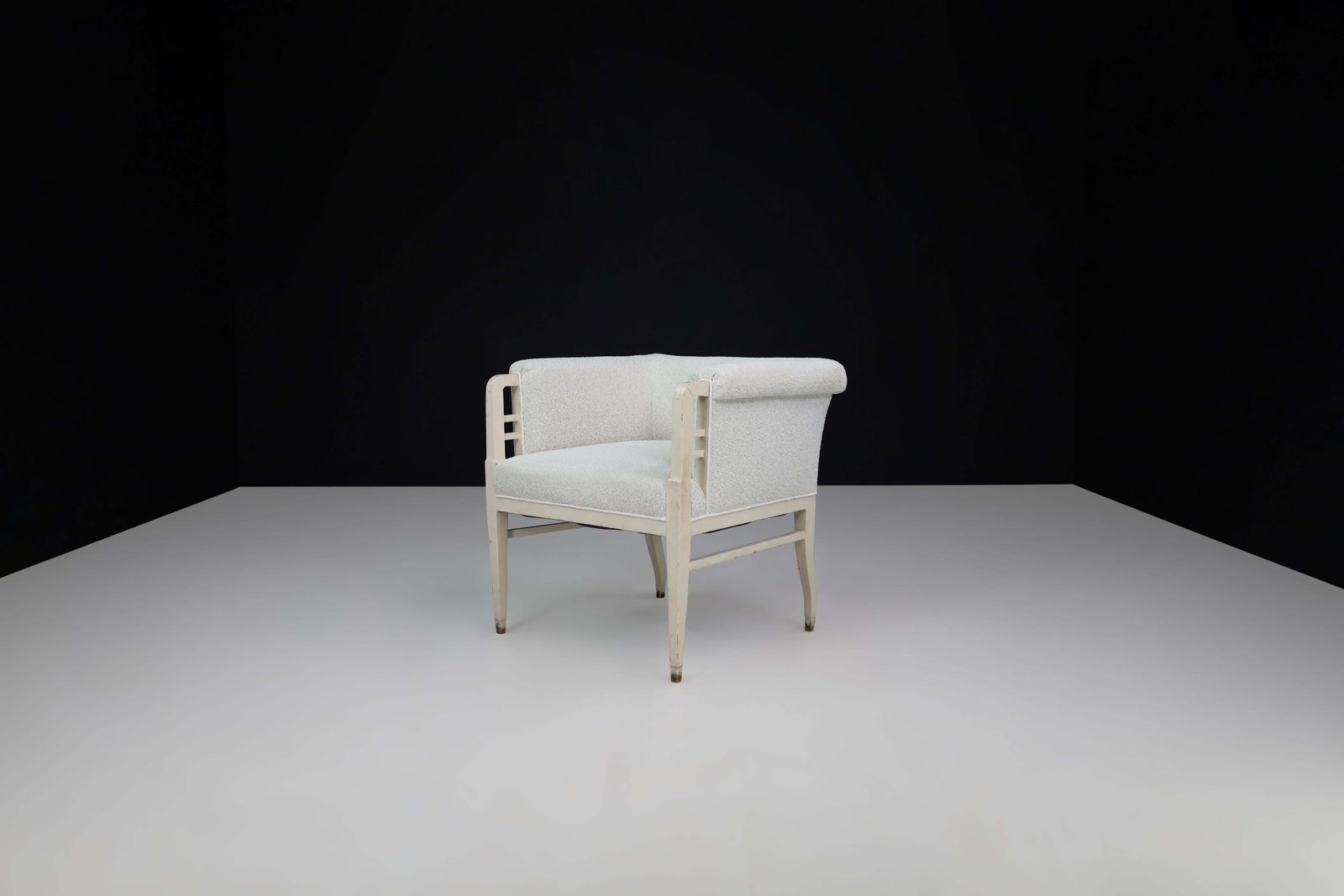 photo furniture Large Pair Of Jugendstil Armchairs In Bouclé Upholstery , Austria, Circa 1910