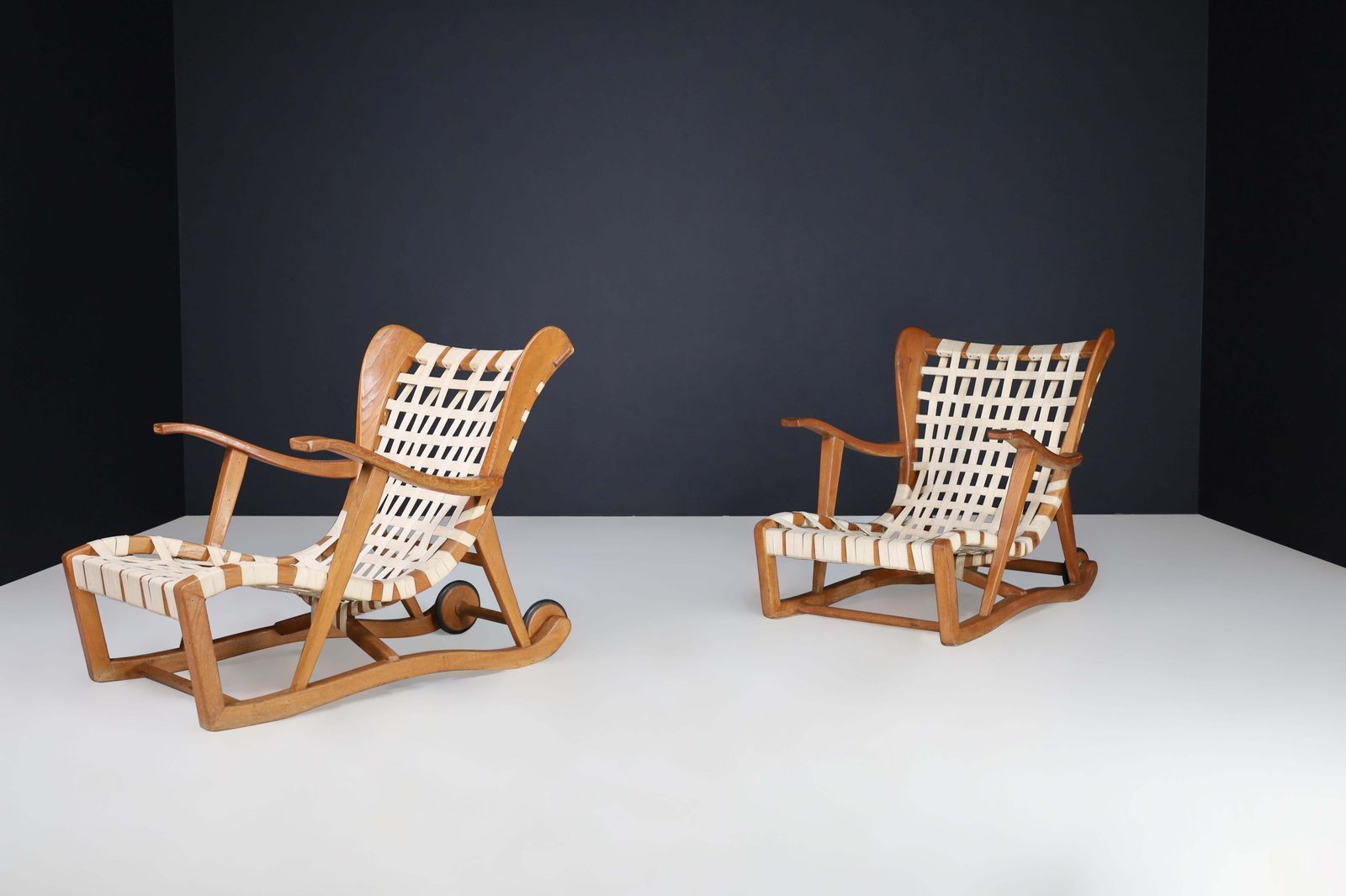 Sculptural Oak Lounge Chairs By Guglielmo Pecorini, Italy, The 1950s photo Furniture