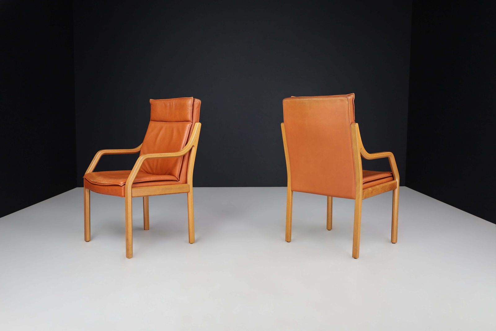 Furniture Walter Knoll Set Of 16 Dining Room Chairs In Bentwood And Leather, Germany 1970s photo
