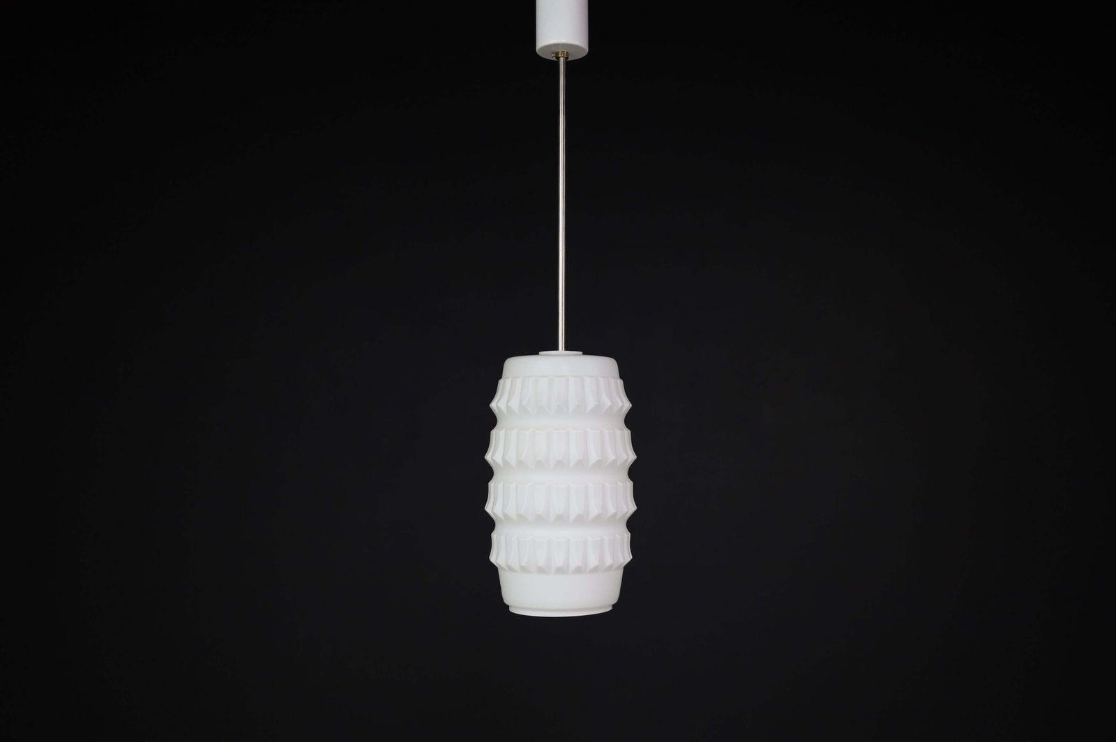 1 Of 7 Modern Structured Opaline Glass Pendant, France 1960s photo furniture