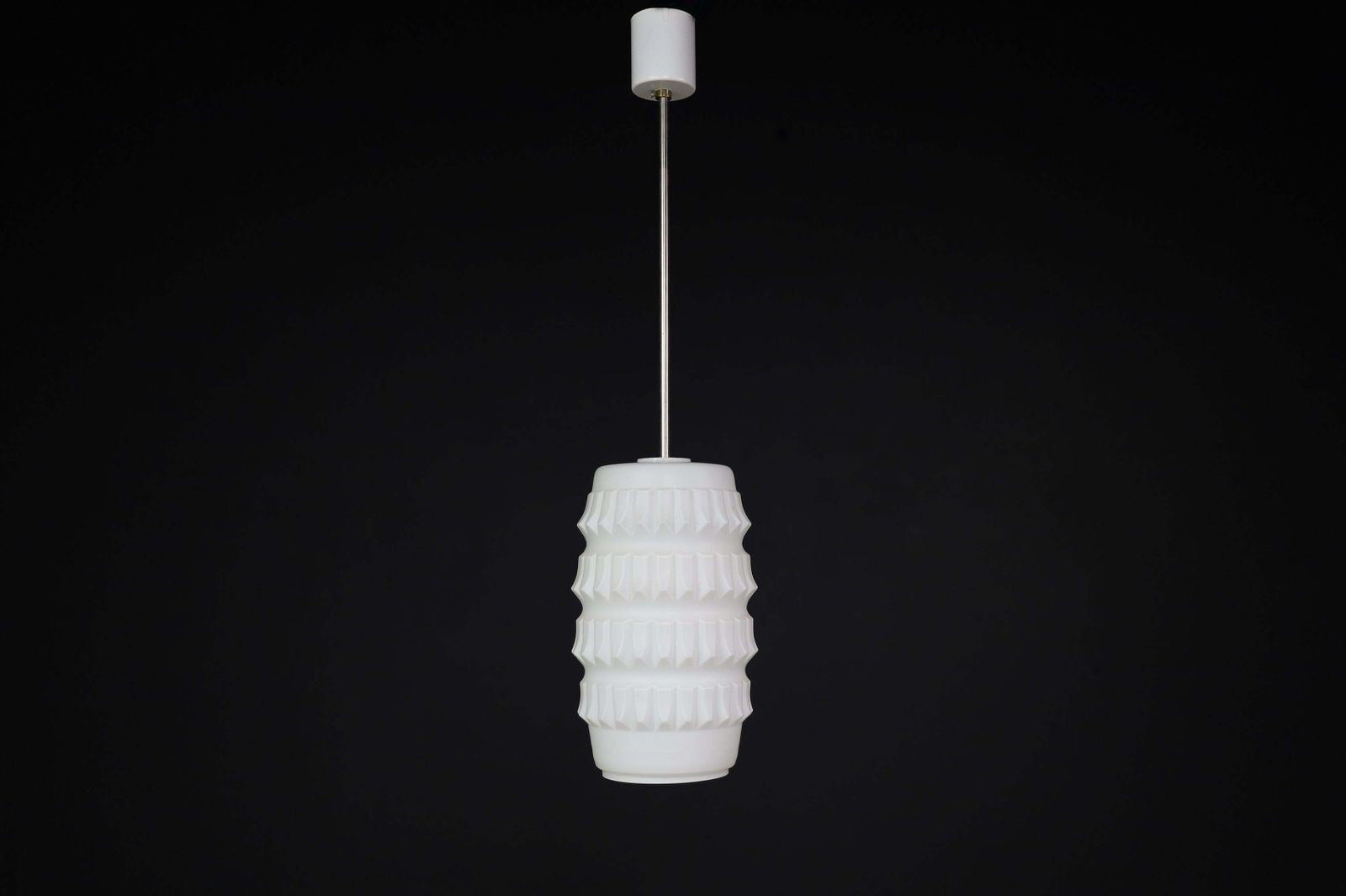 1 Of 7 Modern Structured Opaline Glass Pendant, France 1960s photo vinterior