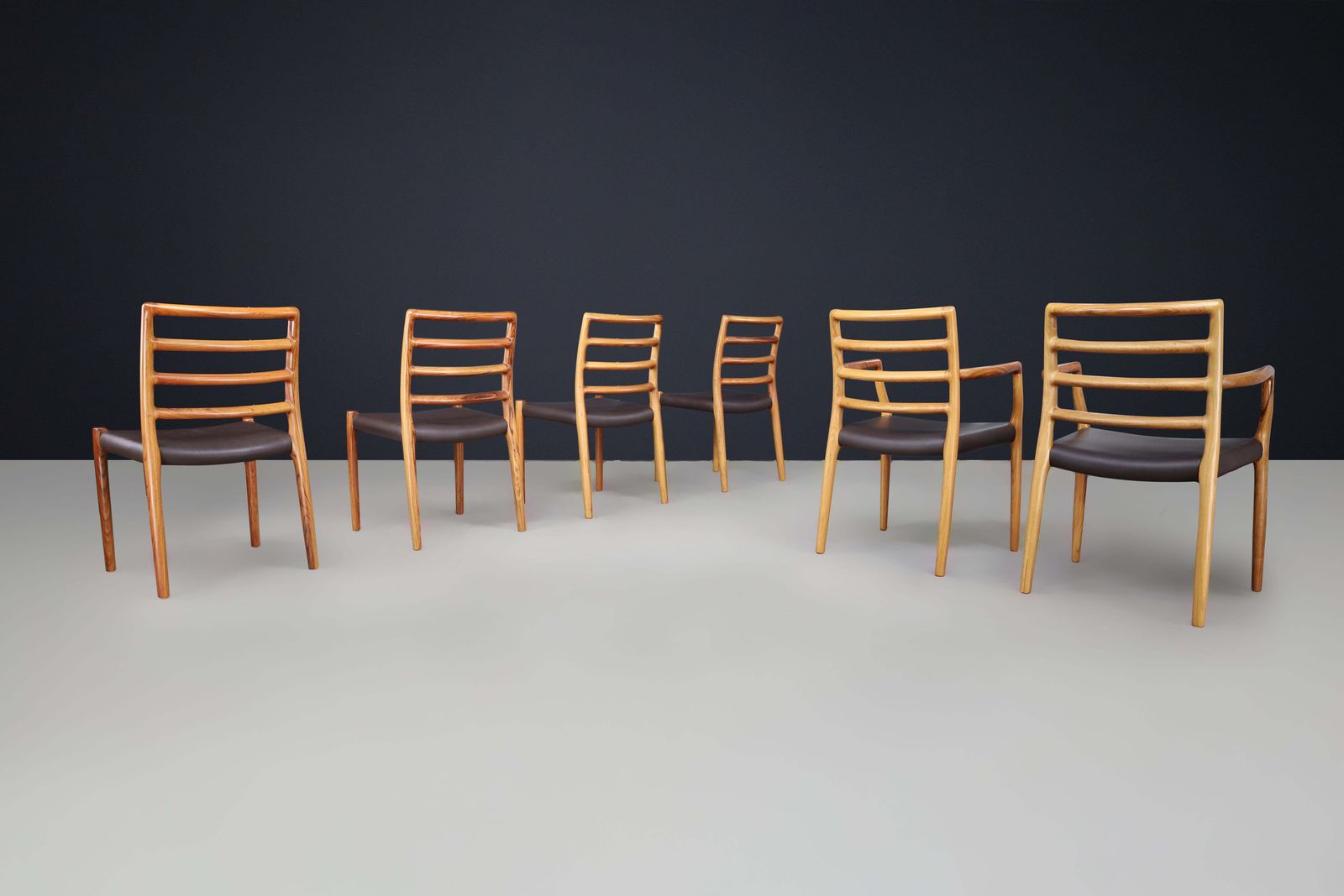 Niels Otto Møller Six Dining Room Chairs, Model 85 By J.L. Møller Mobelfabrik photo 4549.0