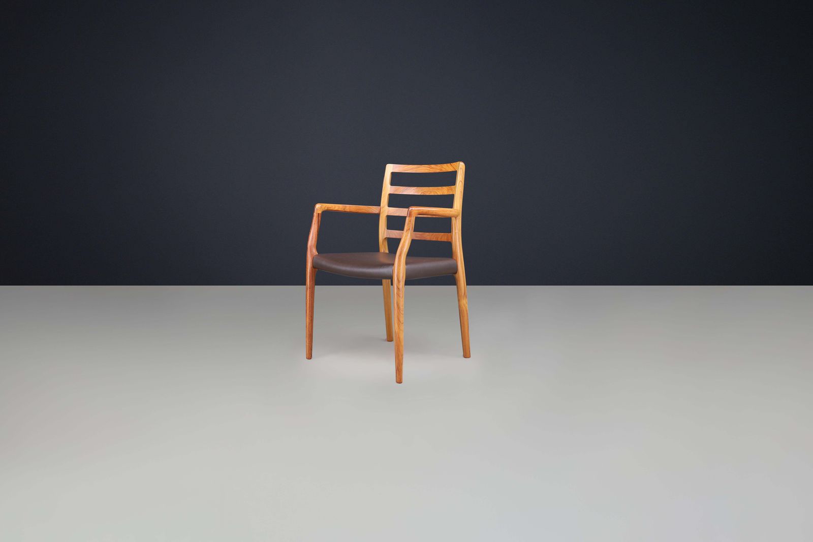 photo for sale Niels Otto Møller Six Dining Room Chairs, Model 85 By J.L. Møller Mobelfabrik