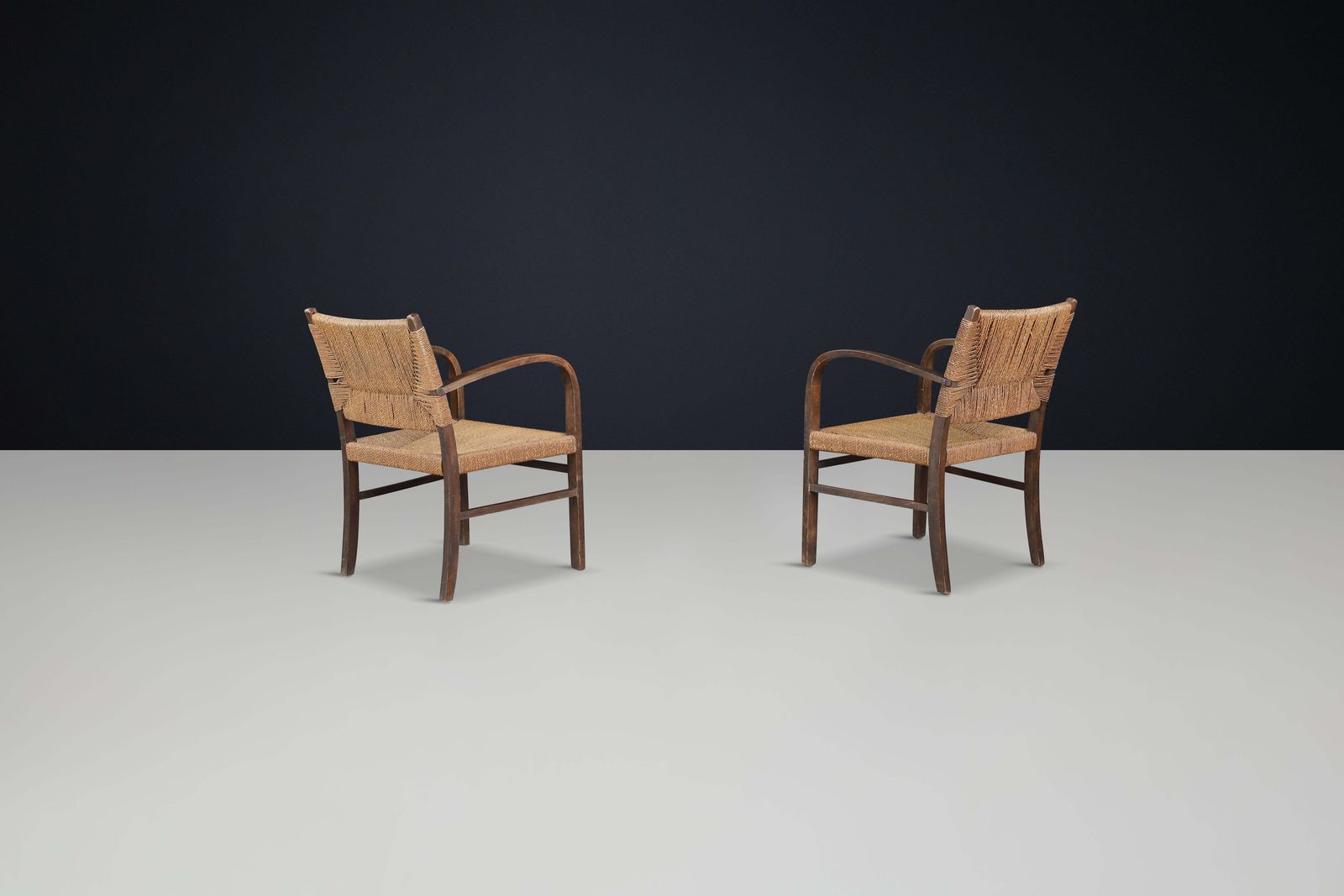 Pair Of Bauhaus Beechwood & Rope Armchairs By Erich Dieckmann, Germany, 1930s photo 4455.0