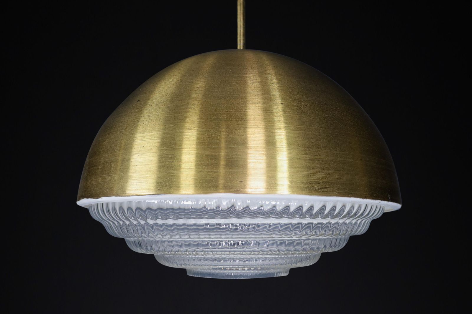 photo for sale 1 Of 12 Pendants In Brass And Glass, Praque The 1960s