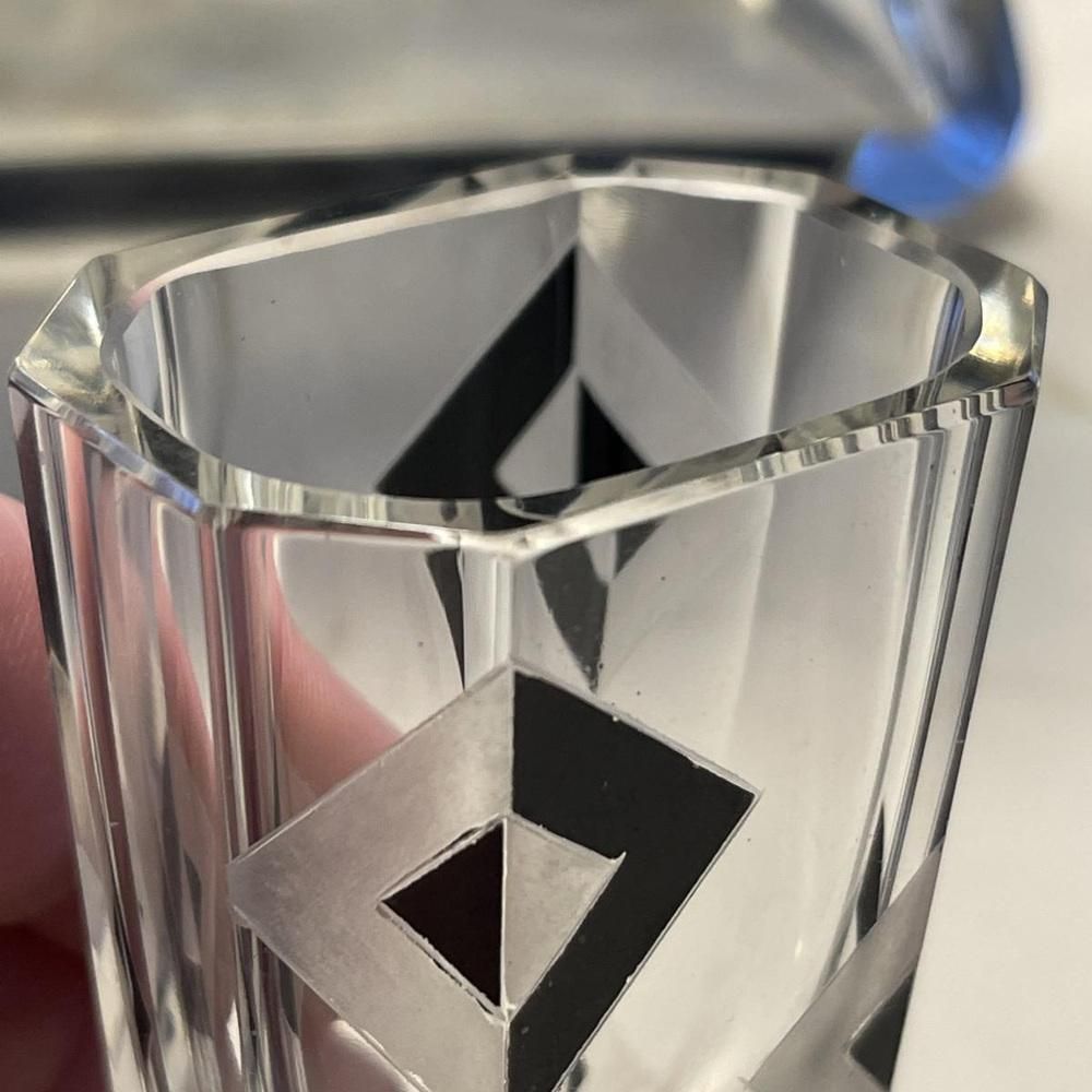 Home Decor Art Deco Cubist Crystal Liqueur Service By Karl Palda, 1930s, Set Of 8 photo