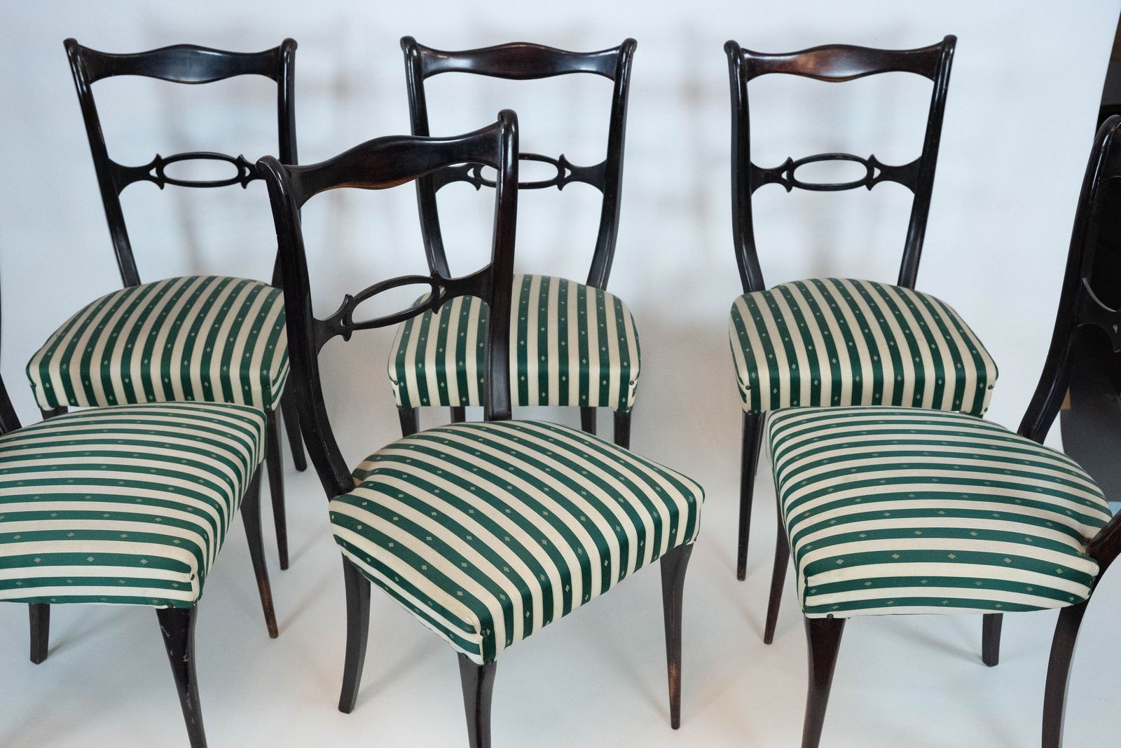Furniture Mid Century Set Of Six Dining Chairs Attributed To Paolo Buffa. Italy 1950s photo