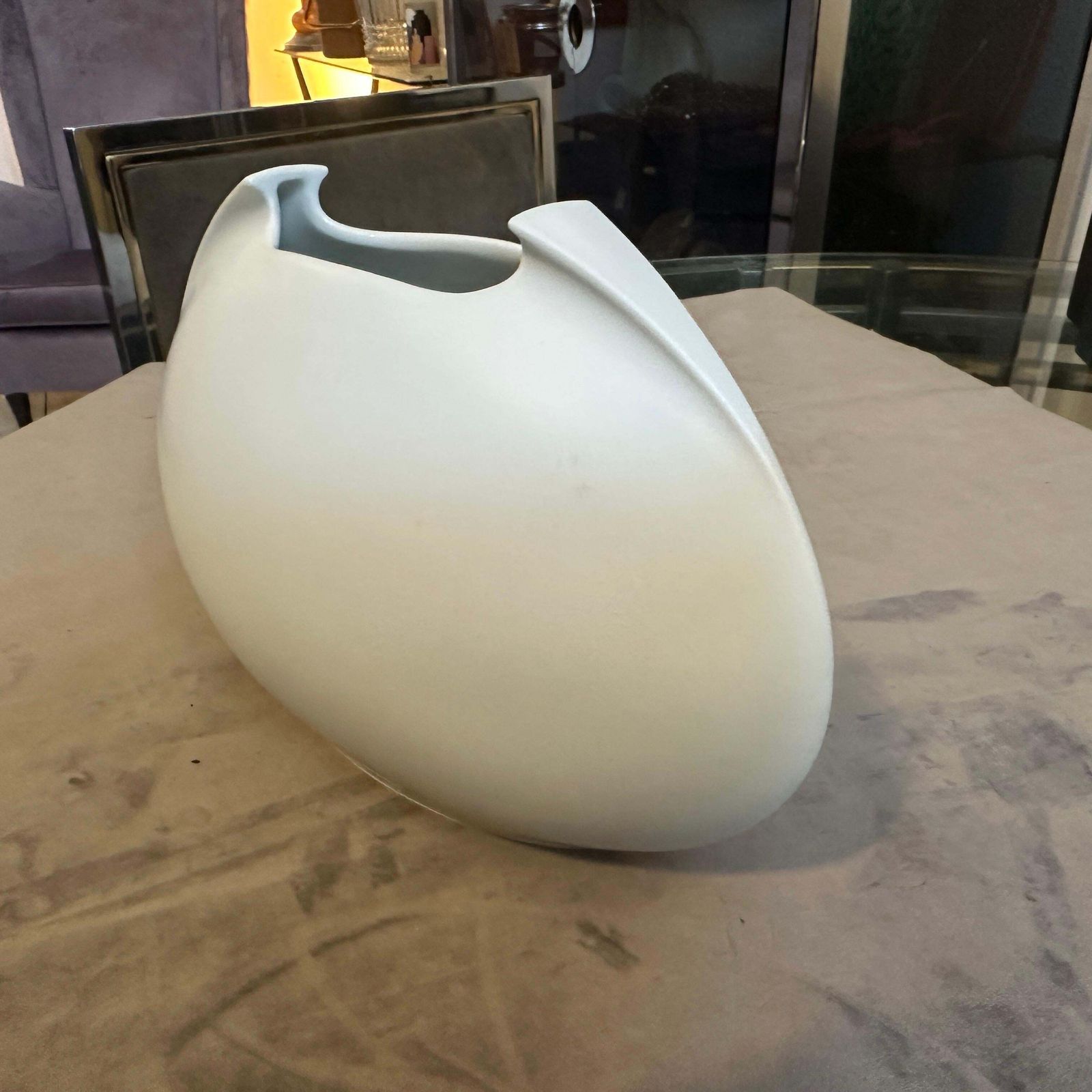1990s Minimalist White Porcelain Tasca Vase By Lino Sabattini For Rosenthal photo furniture