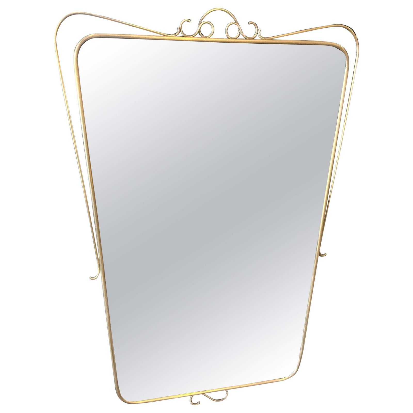 A 1950s Mid Century Modern Brass Italian Wall Mirror In The Manner Of Gio Ponti