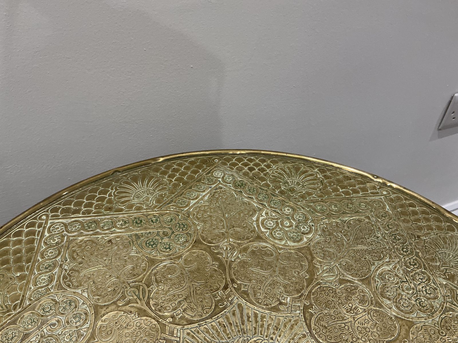 Vintage Anglo Indian Brass Table With Unusual Lion Motif And Folding Wooden Base photo buy