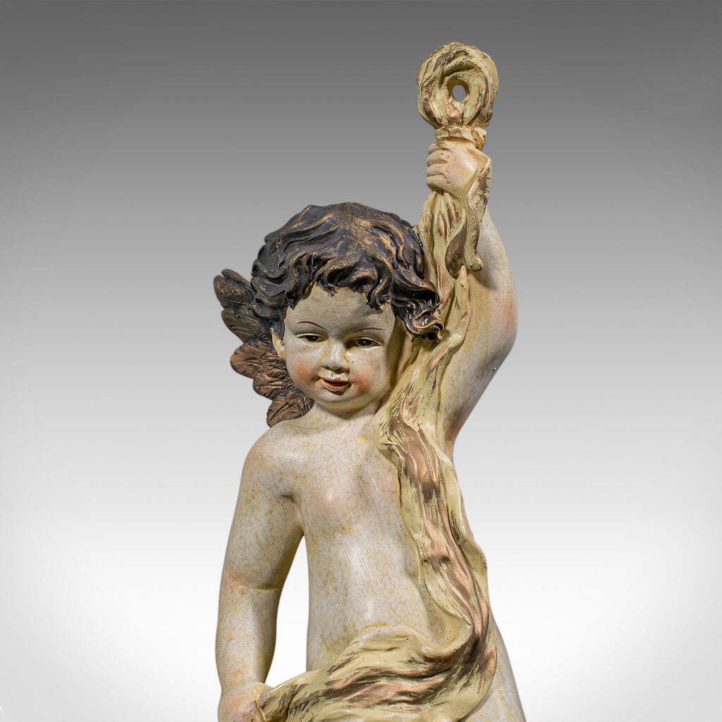 Vintage Flying Cherub, Italian, Plaster, Classical, Romantic, Putto Figure, 1980 photo vinterior