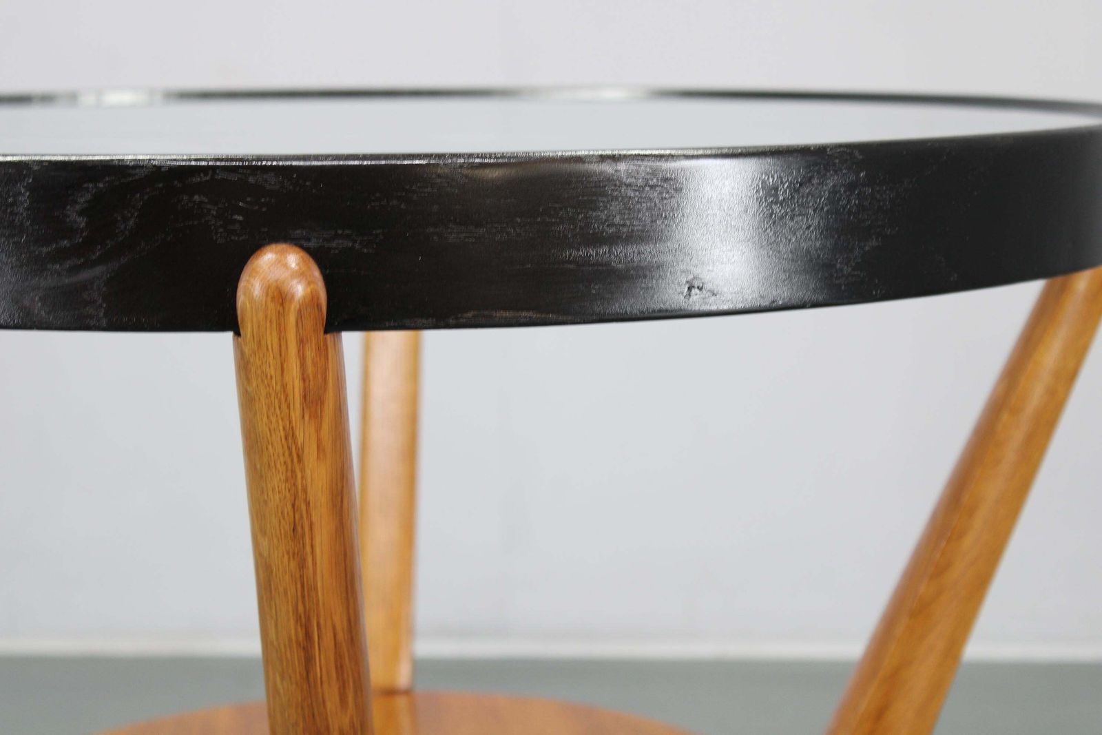 Mid Century Oak And Glass Round Coffee Table By Kropáček & Koželka photo vinterior