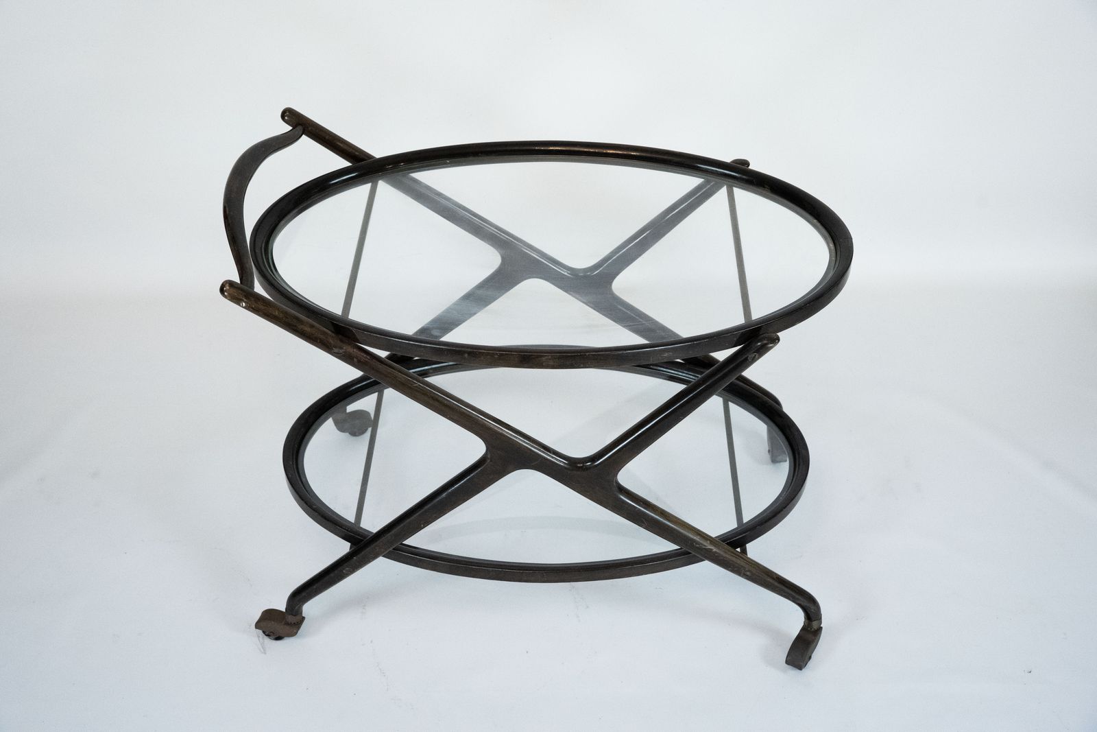 Ebonized Wood And Glass Bar Cart By Cesare Lacca, Italy 1950s photo furniture