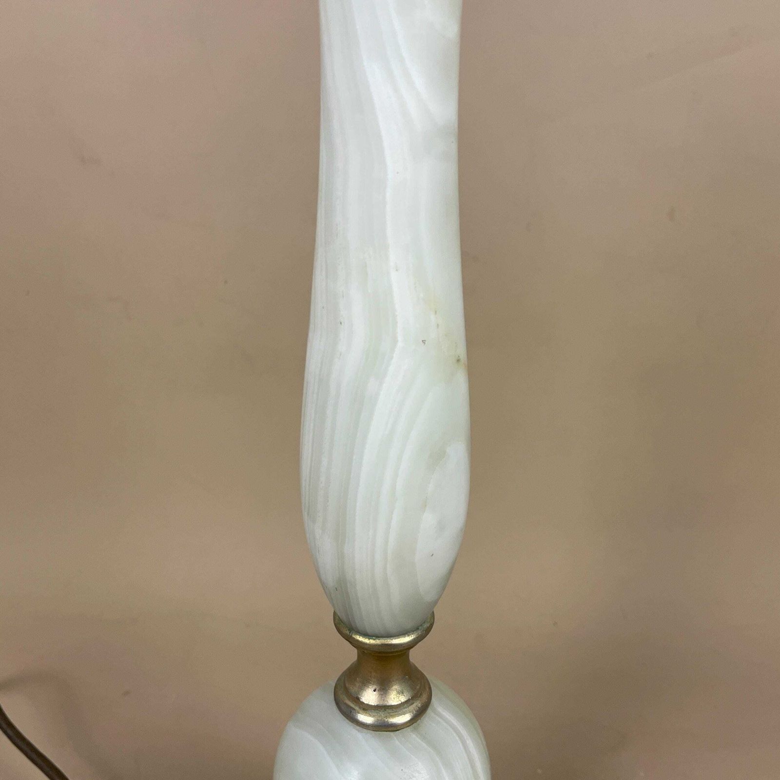 Antique Vintage Marble Stone Lamp Green Light Table Bedside Desk Lamp Colours Natural Patterns Ornate Round Base Onyx Brass Metal Gold photo buy