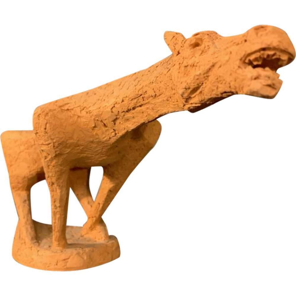 photo vintage Terracotta Paardenbeeldje Van Mario Peruggini, Jaren 1960