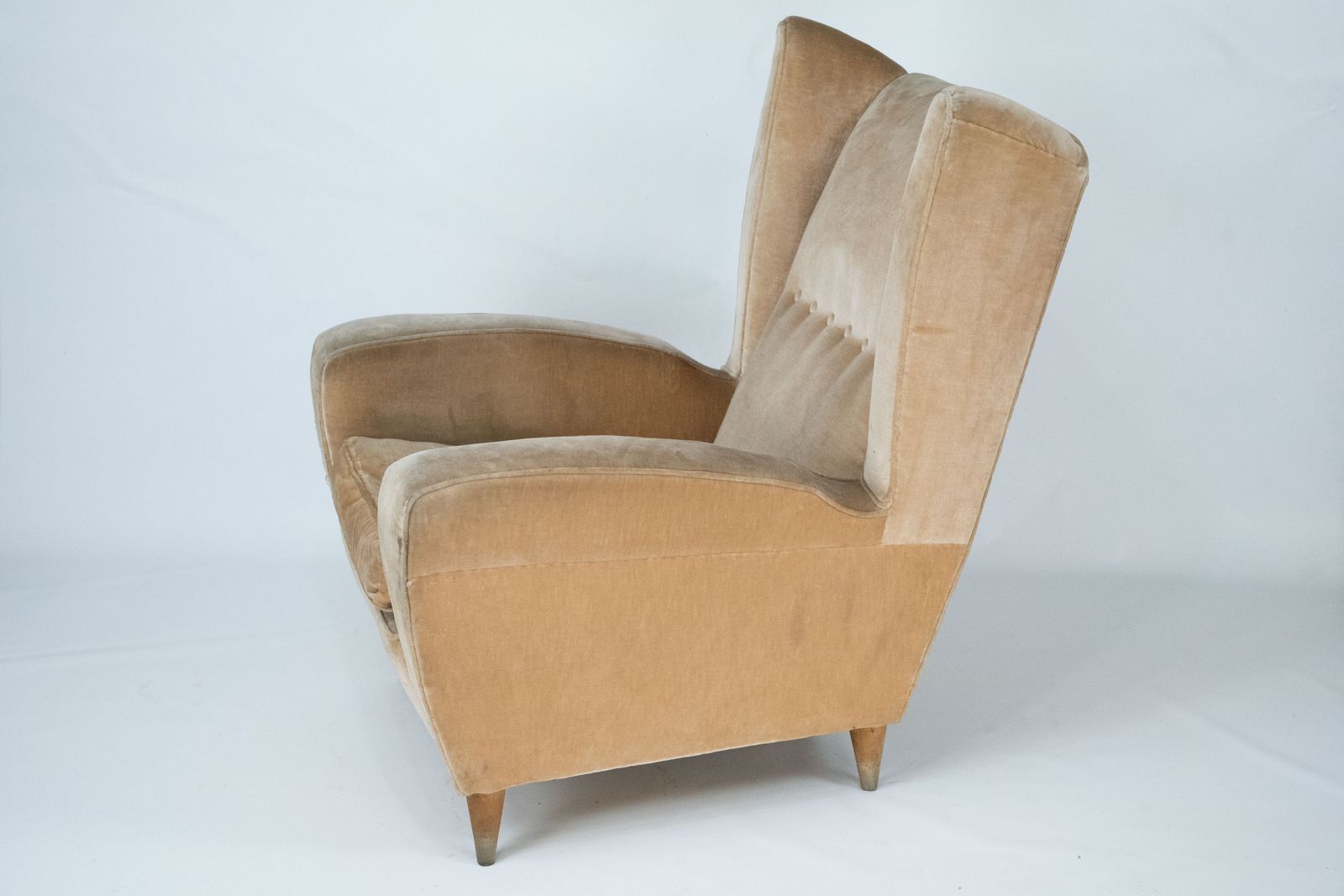 Mid Century Attributed Melchiorre Bega Single Armchair In Velvet. Italy 1950s photo furniture