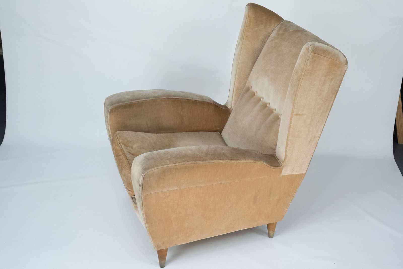 Mid Century Attributed Melchiorre Bega Single Armchair In Velvet. Italy 1950s photo 5850.0
