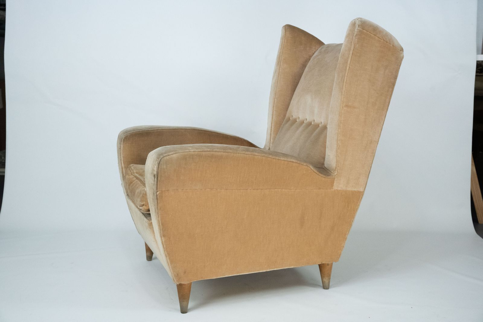 Mid Century Attributed Melchiorre Bega Single Armchair In Velvet. Italy 1950s photo vintage