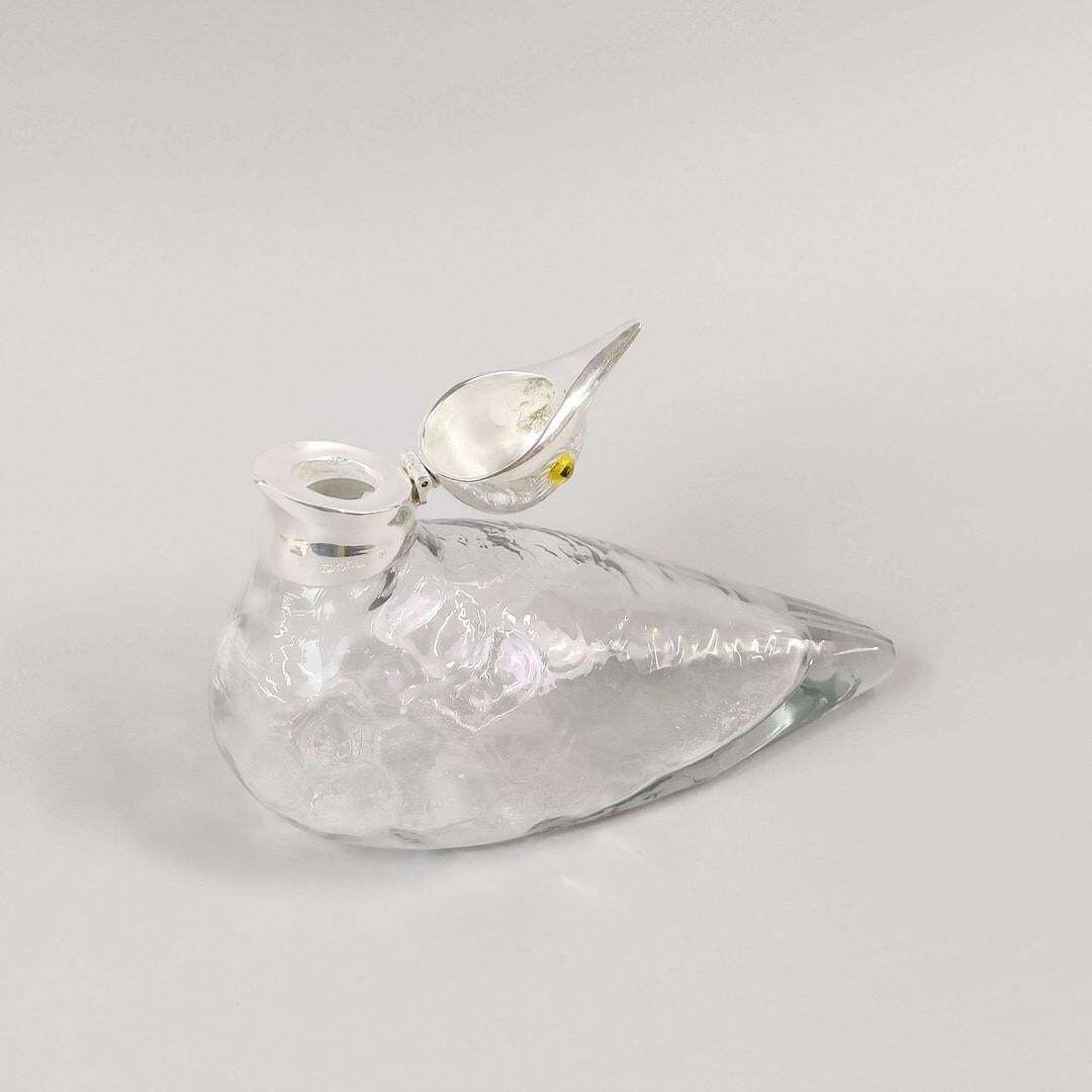 Silver Mounted Glass Duck Inkwell, Antique English Art Nouveau Style Itay photo furniture