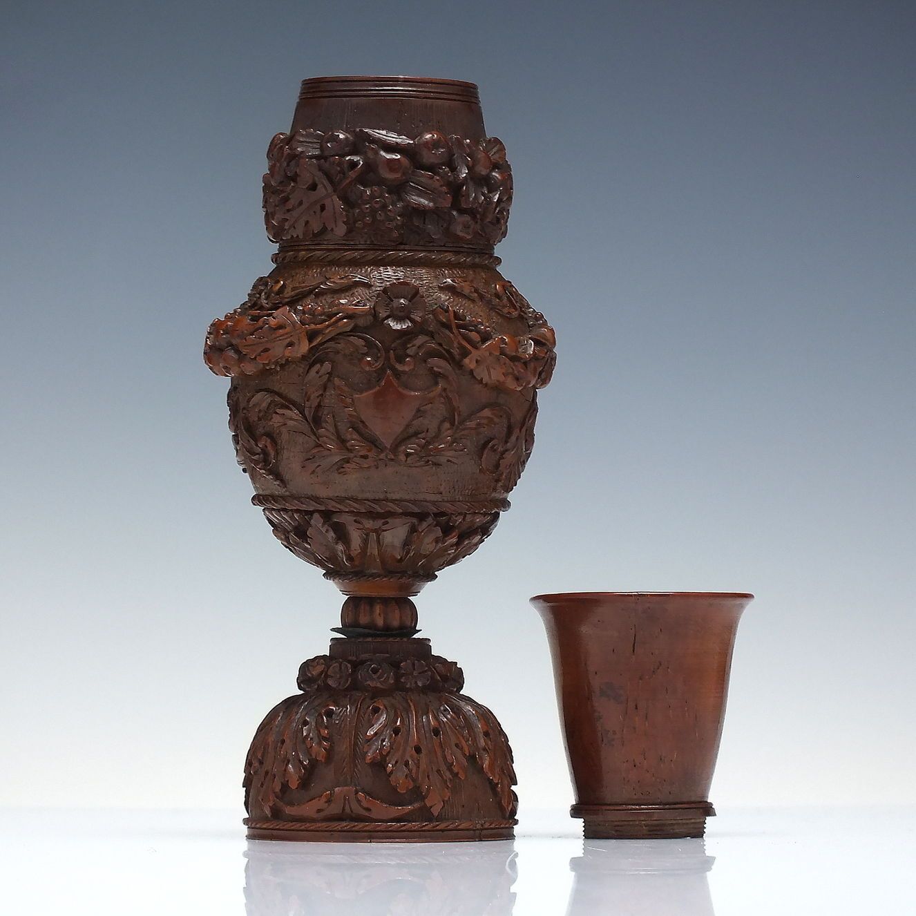 Exceptionally Rare 18th Century Coquilla Nut Carved Vase C1750 photo Home Decor
