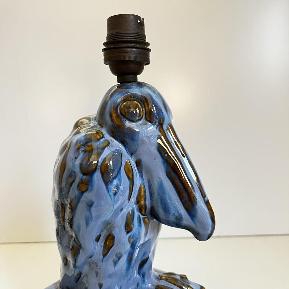 Art Deco Pelican Sculpture Lamp Base In Fine Glazed Stoneware, 1930 photo for sale