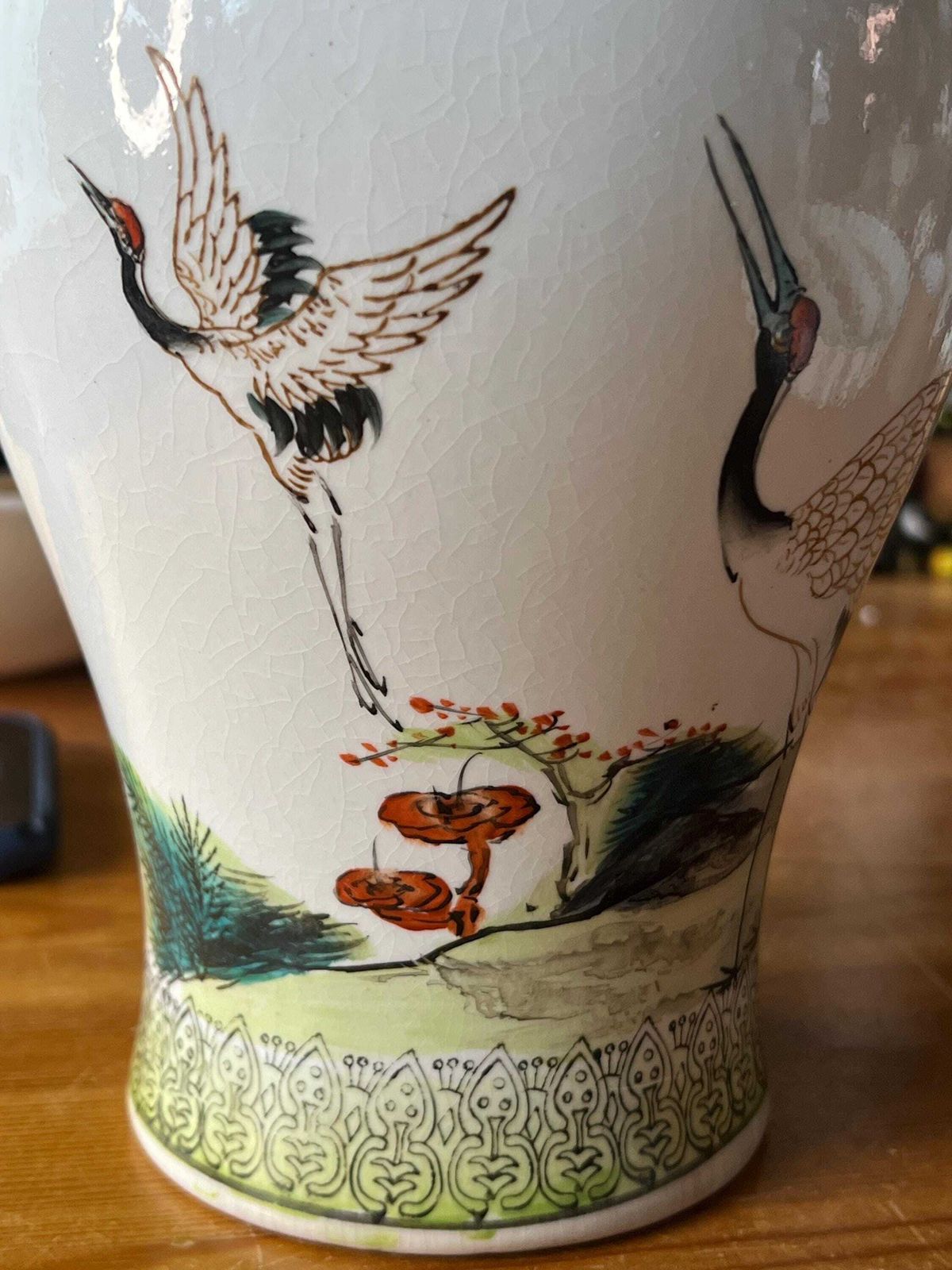 Chinese Famille Verte Porcelain Vase Depicting Cranes And Landscapes C1662 C1772 photo Home Decor