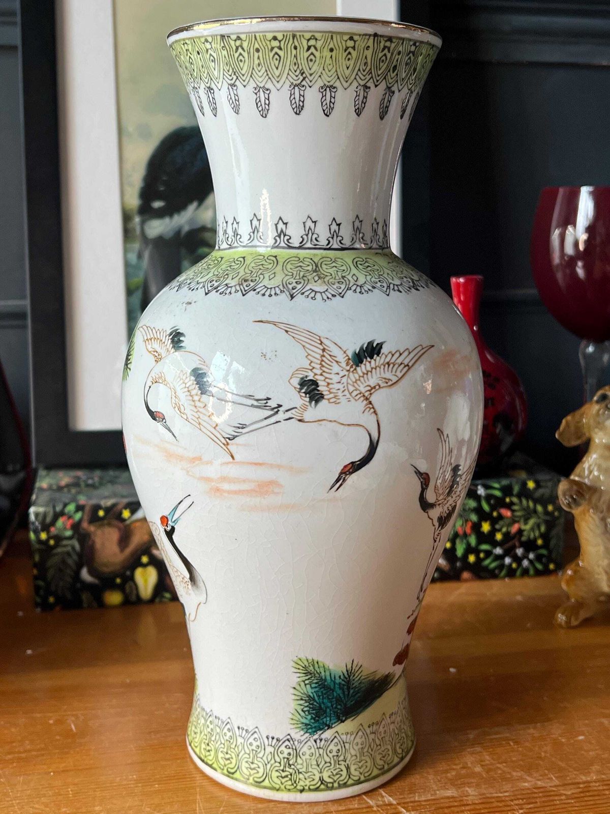Chinese Famille Verte Porcelain Vase Depicting Cranes And Landscapes C1662 C1772 photo vinterior