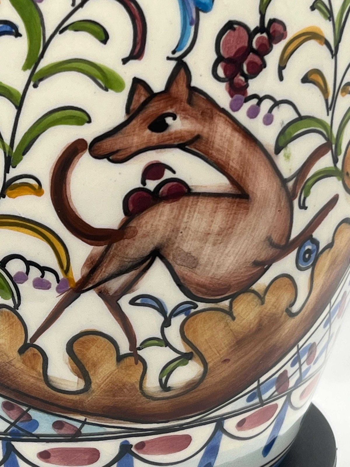 Coimbra Pottery Portuguese Hand Painted Vase 24cms Tall photo for sale