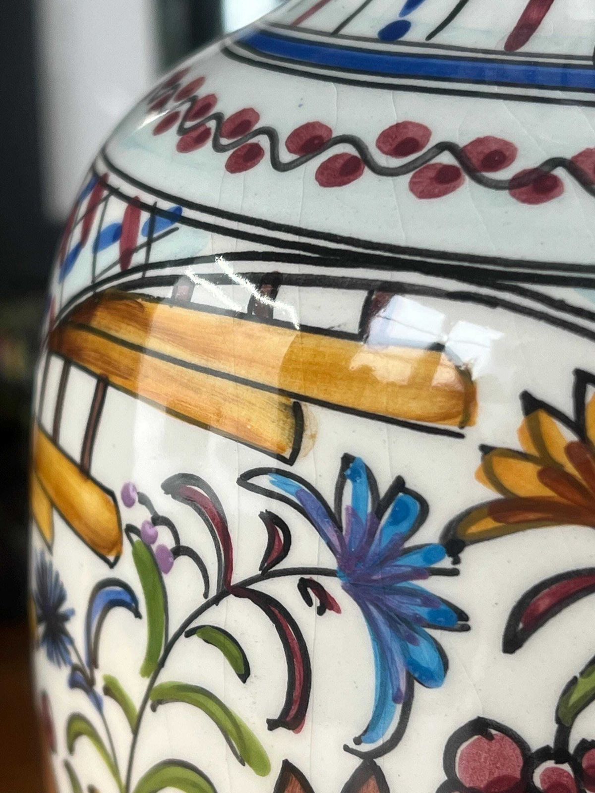 Coimbra Pottery Portuguese Hand Painted Vase 24cms Tall photo Home Decor