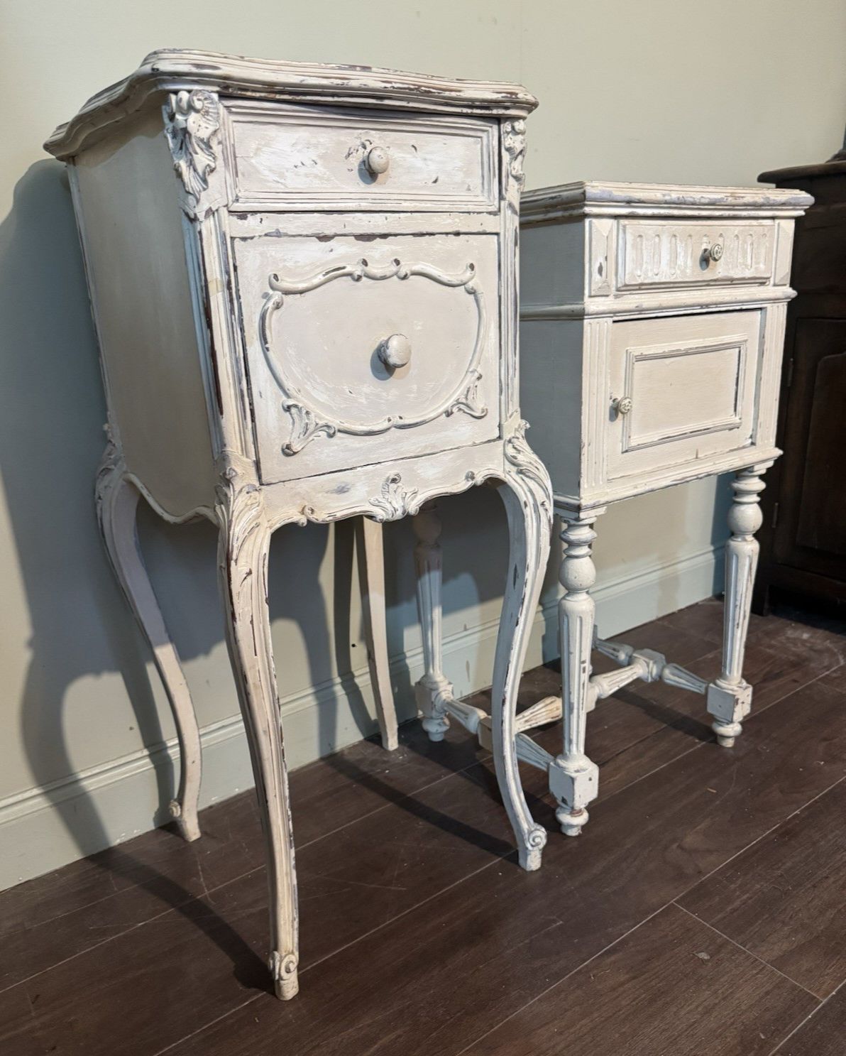 Matched Pair French 19th Century Bedside Tables / Pot Cupboards photo 495.0