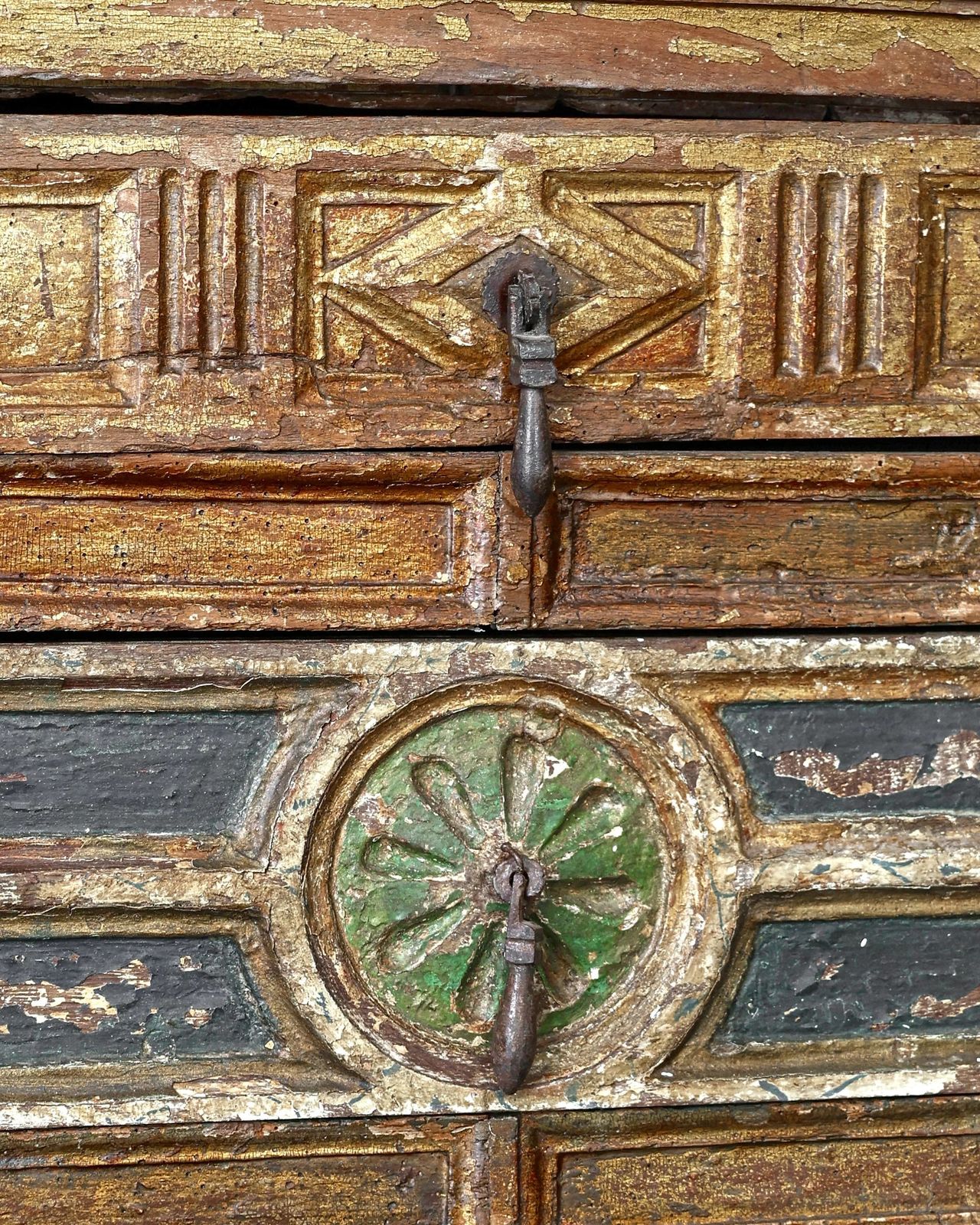 Early 18th C. Spanish Gilded & Painted Chest Of Drawers photo vintage
