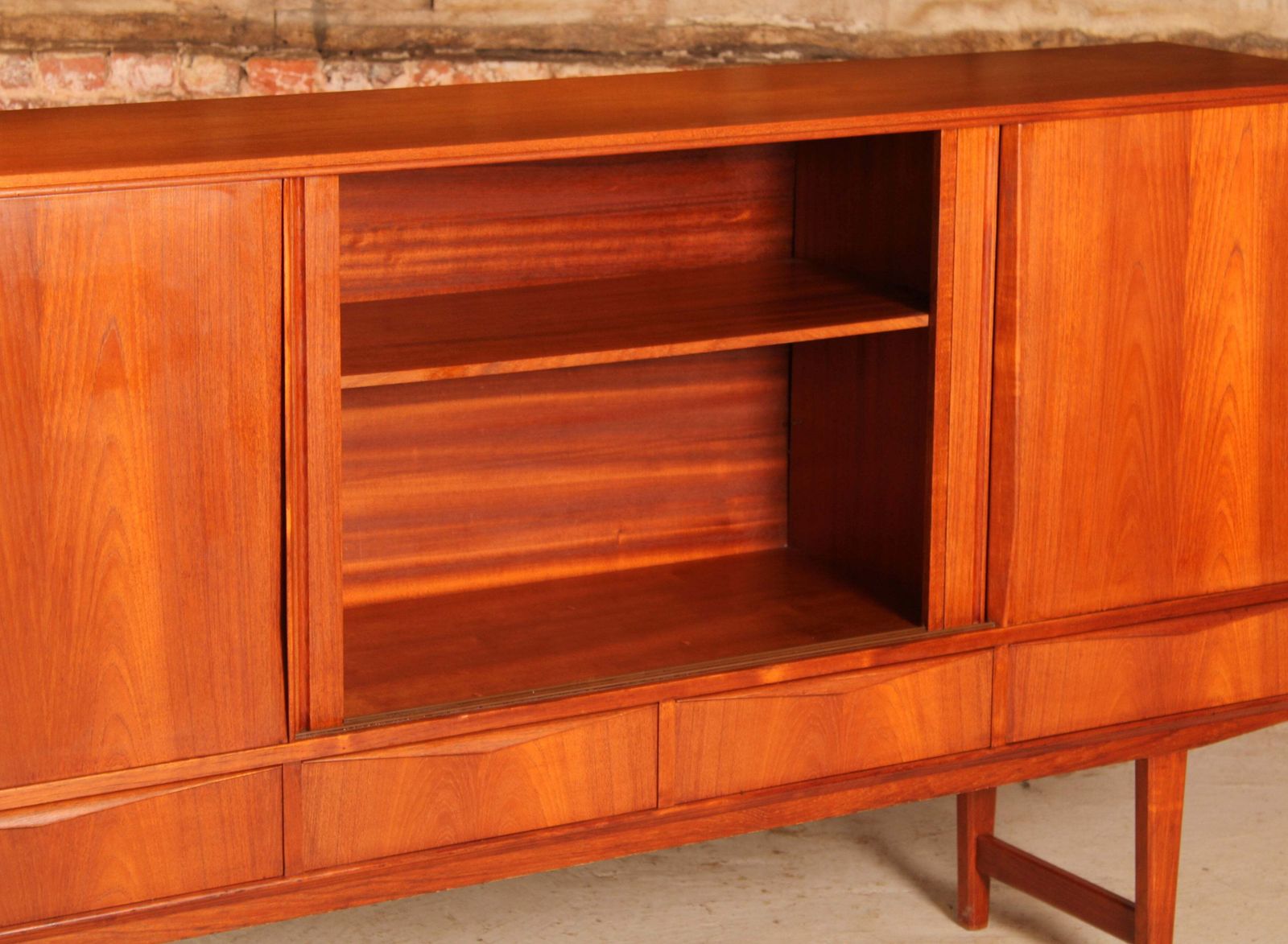 Furniture Danish Mid Century Teak Highboard By E.W. Bach, Circa 1960s photo