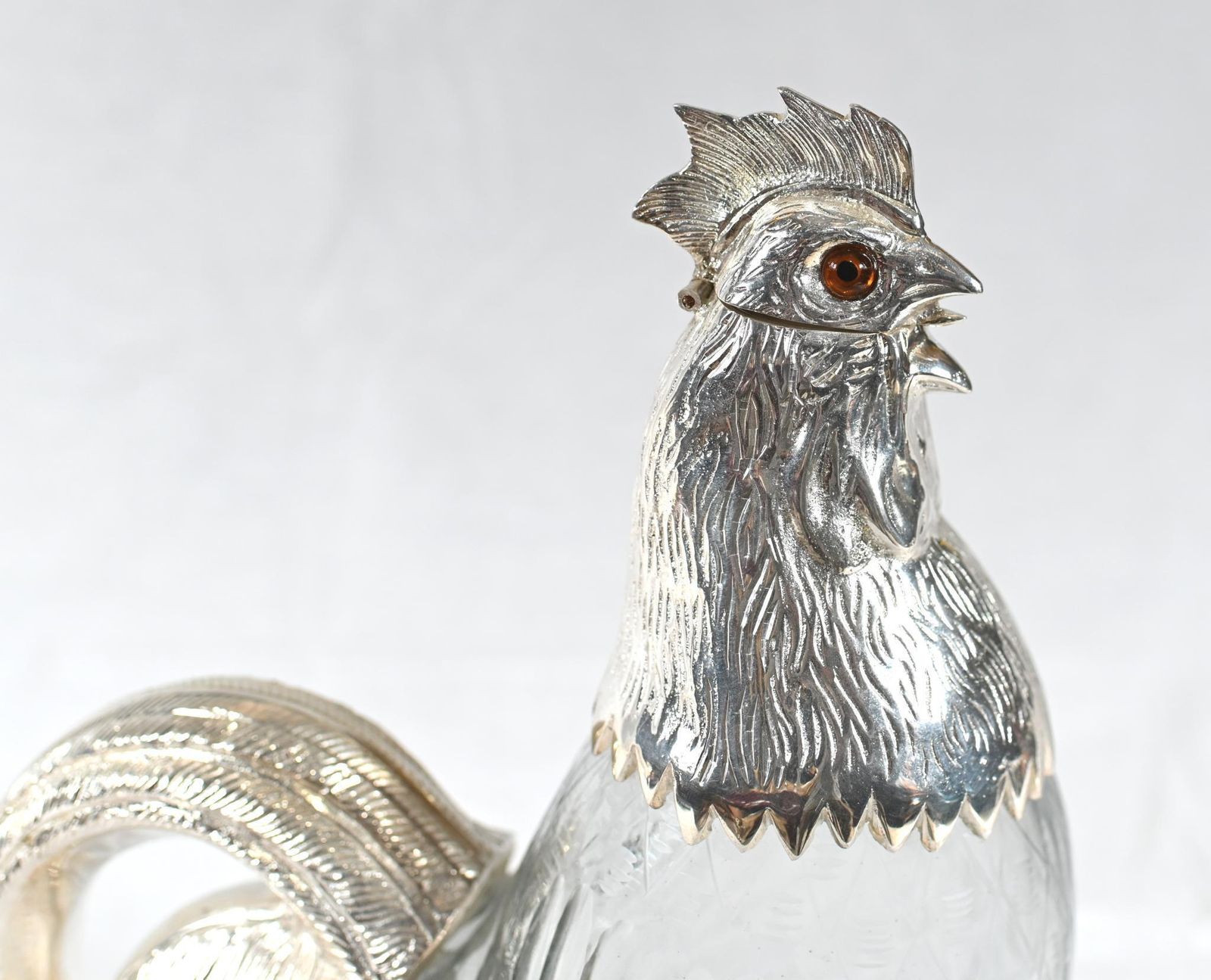 Silver Plate Rooster Decanter Cockerell Bird photo furniture
